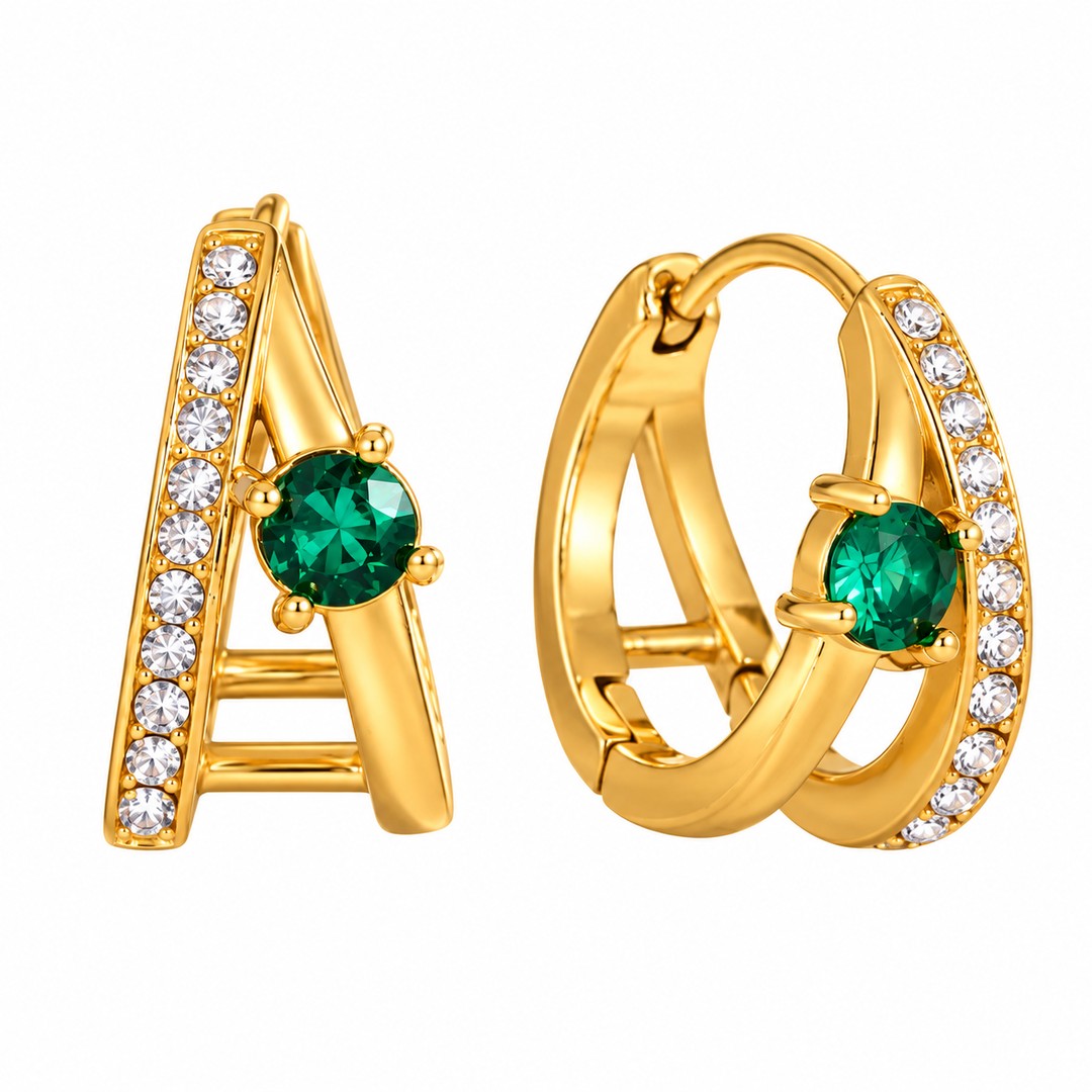 Emerald Luxe Crossover Hoop Earrings