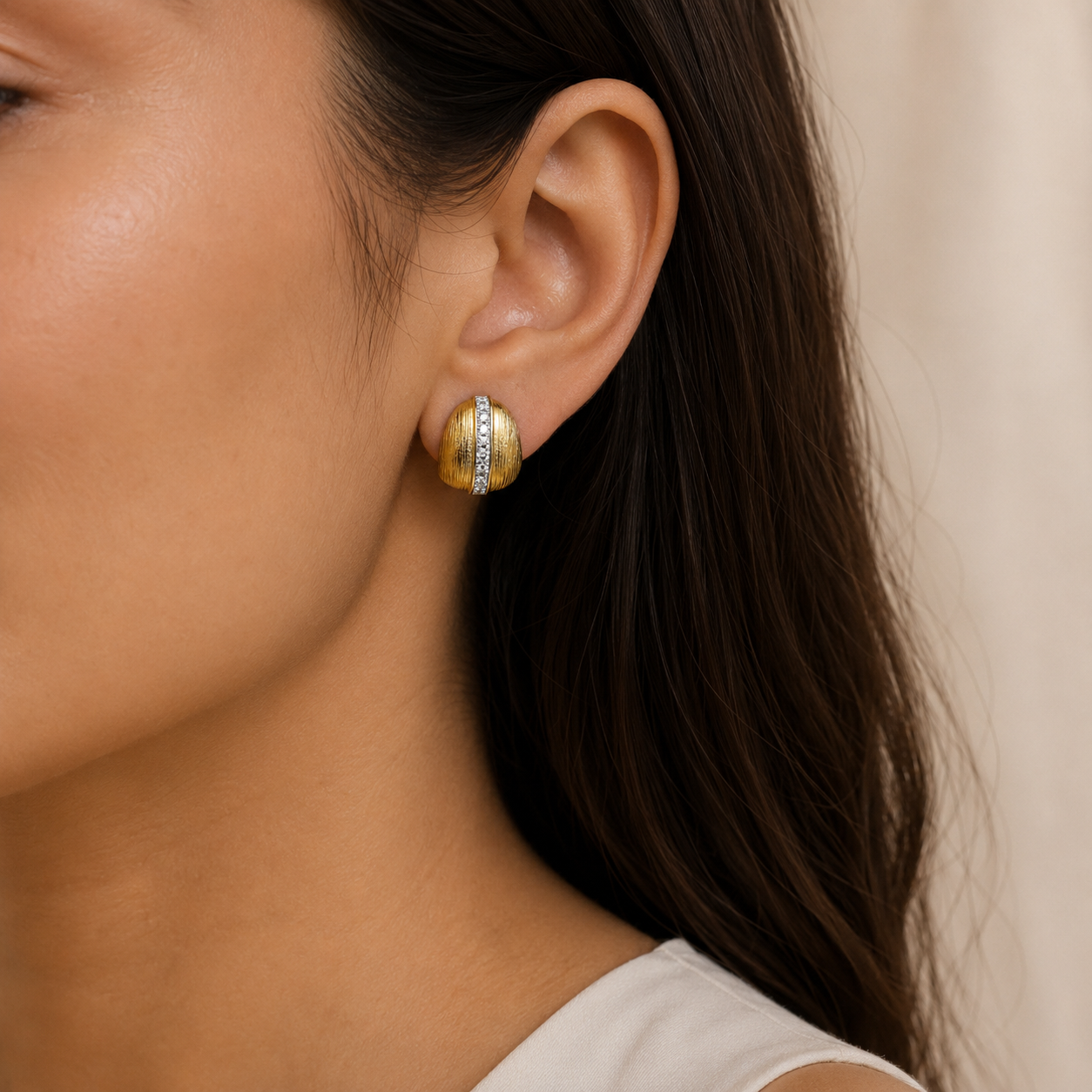 Almiora Textured Gold Stud Earrings