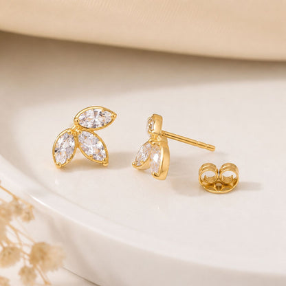 Almiora Leaf Spark Stud Earrings