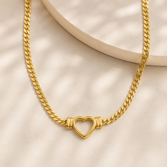 Amora Heart Cuban Necklace