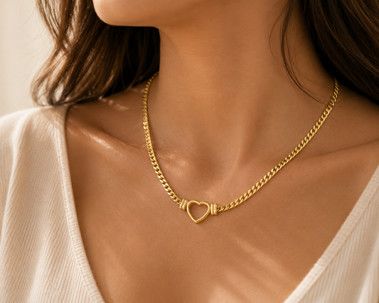 Amora Heart Cuban Necklace