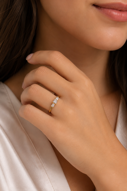 Celeste Three-Stone Gold Ring