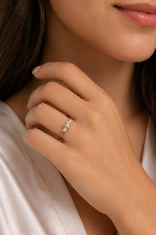 Celeste Three-Stone Gold Ring