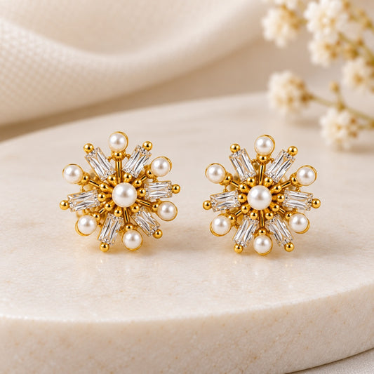pearl and crystal earrings