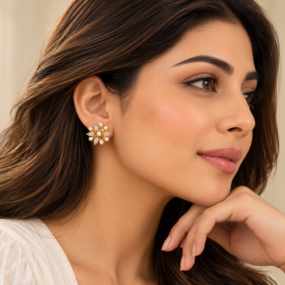 pearl stud earrings