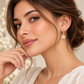 Flower Drop Hoop Earrings