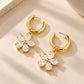 Flower Drop Hoop Earrings