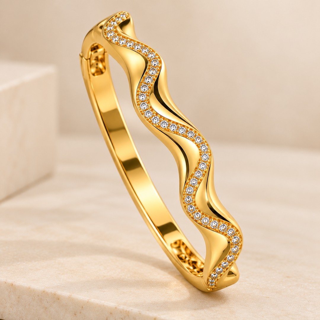 Golden Wave Crystal Kada