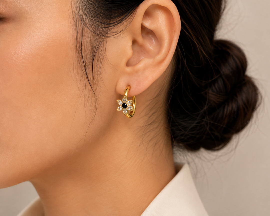 Noir Bloom Hoops
