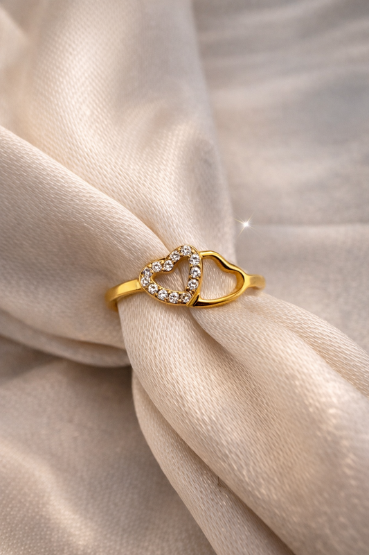 Twin Heart Sparkle Ring