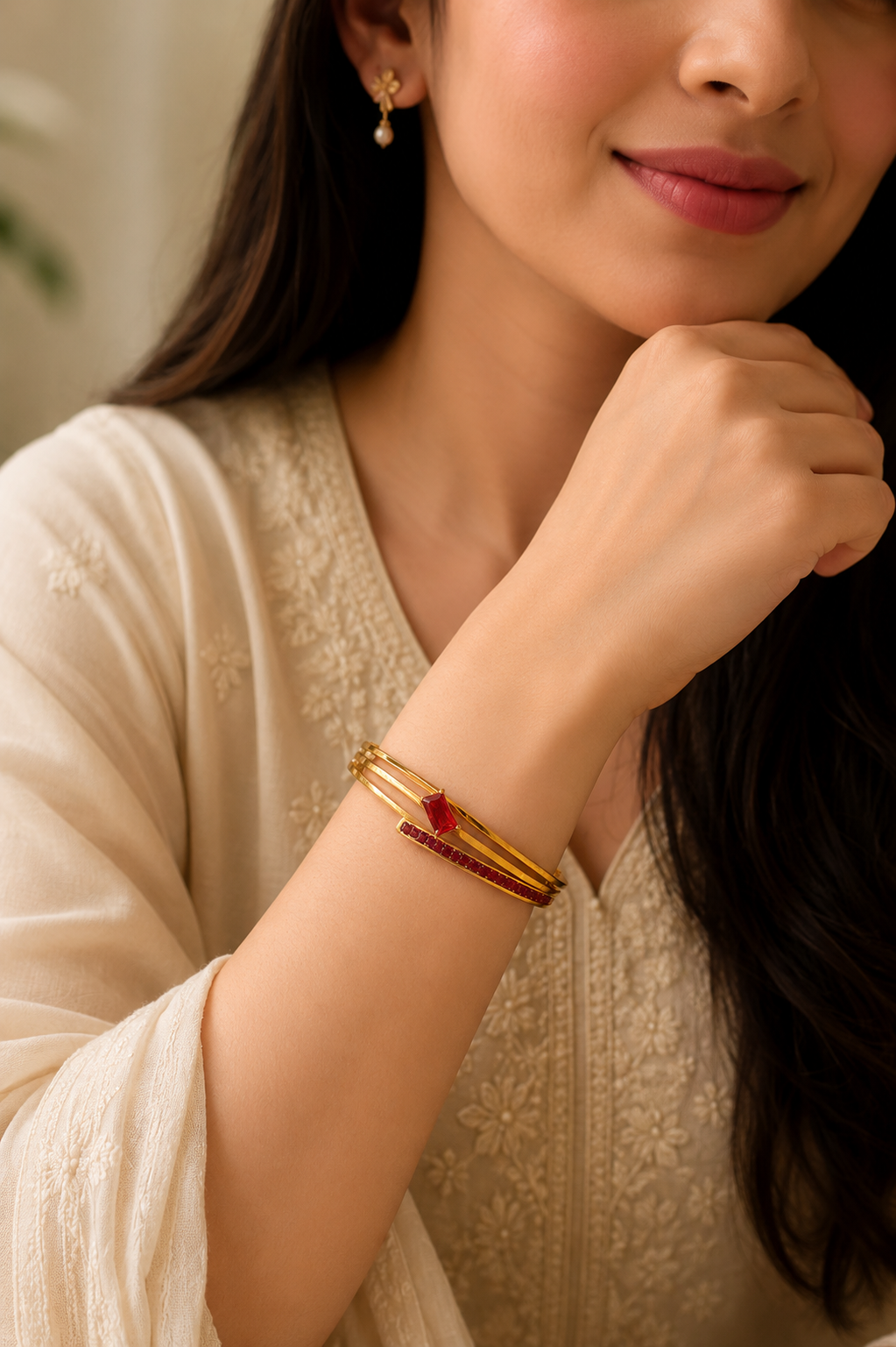 Ruby Glow Gold Kada