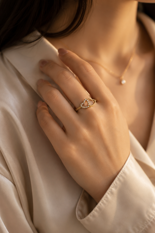 Twin Heart Sparkle Ring
